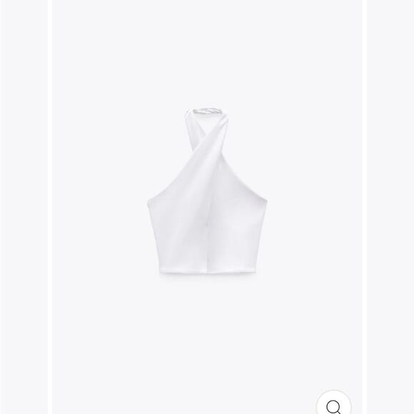 Zara White Halter Crop Top Size Large NWT - Picture 3 of 3
